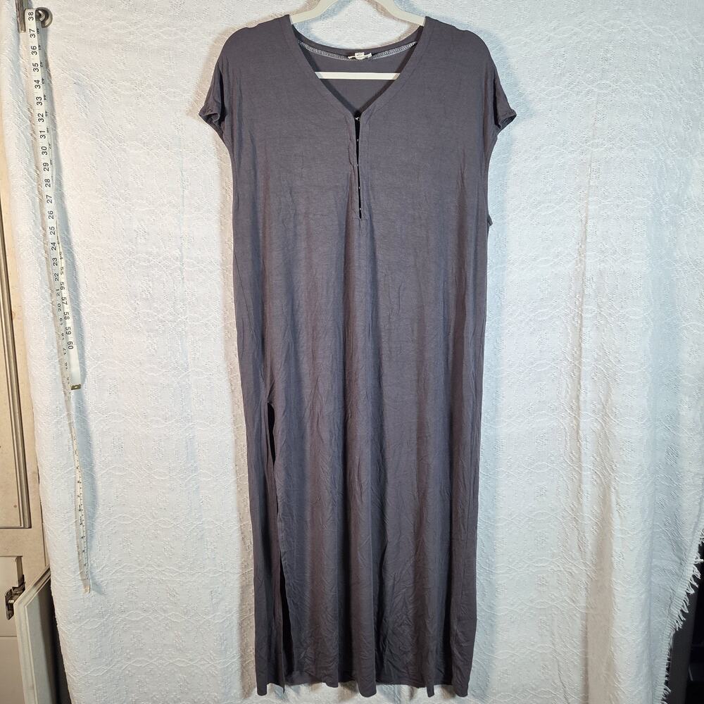 POL Gray Maxi Dress Womens Medium Short Sleeve Minimalist Casual Lounge Boho